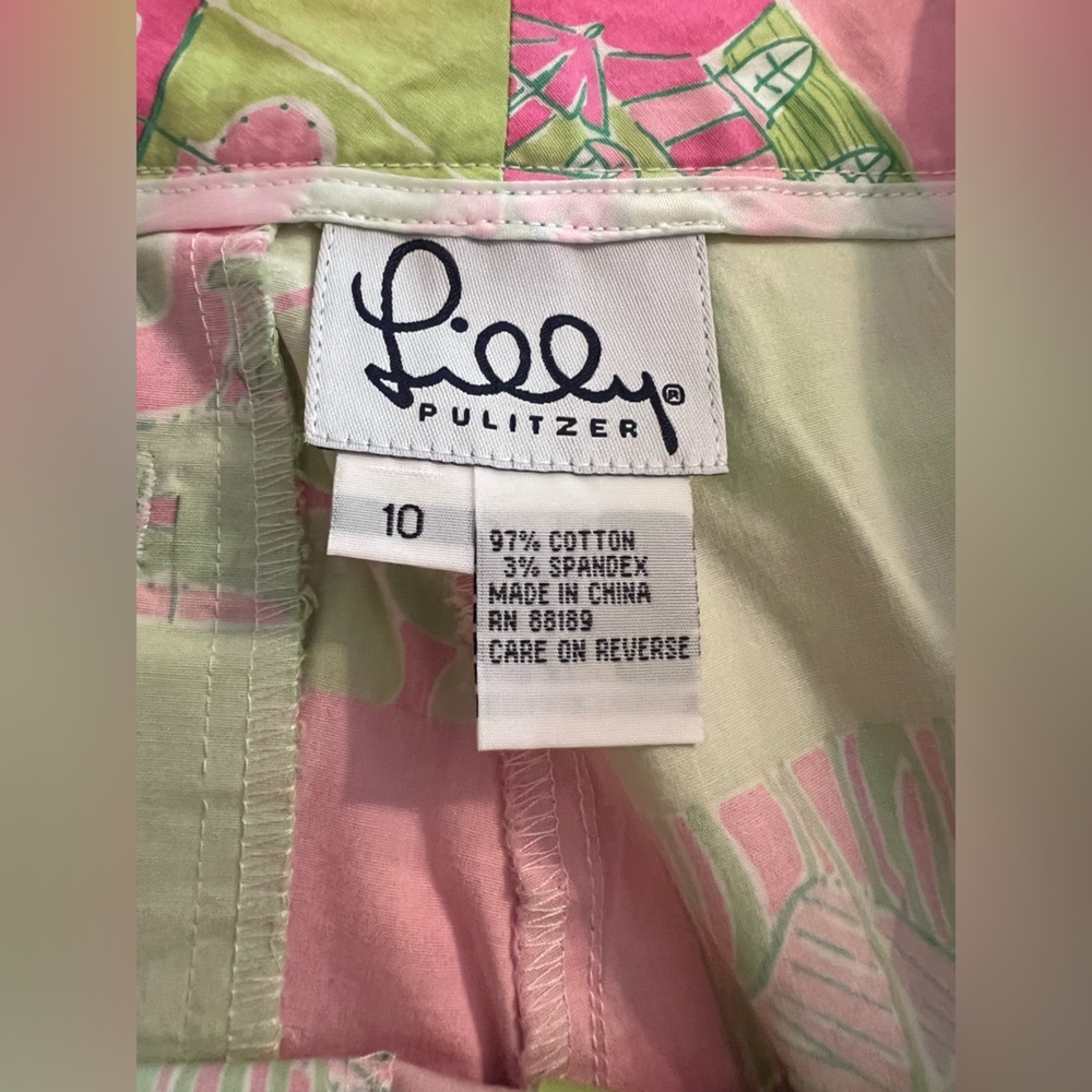 Lilly Pulitzer Vintage White Label Golf Print Patchwork Pants EUC Size 10 - Picture 2 of 10